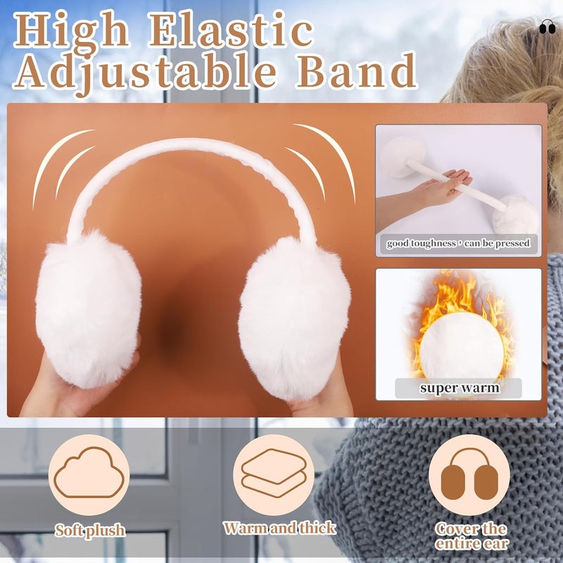 Lainlight Store Ear Muffs Winter Women Girls Adjustable Faux Fur Ear Warmers Comfy Cute Fuzzy Earmuffs - Image 3